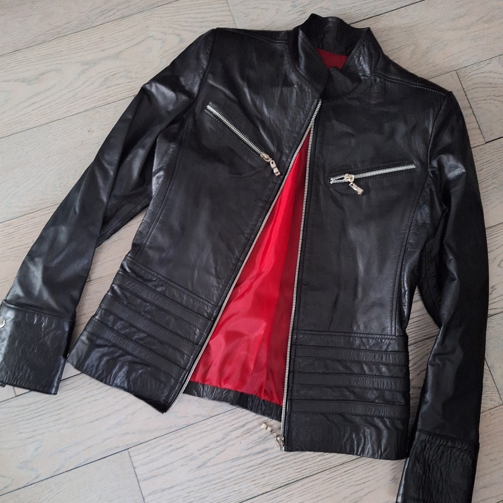 Black leather jacket